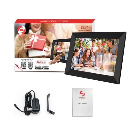 FRAMEO Digital Photo Frame WiFi 10.1 Inch HD IPS LCD Touch Screen, 32GB Memory - Picture 1 of 7